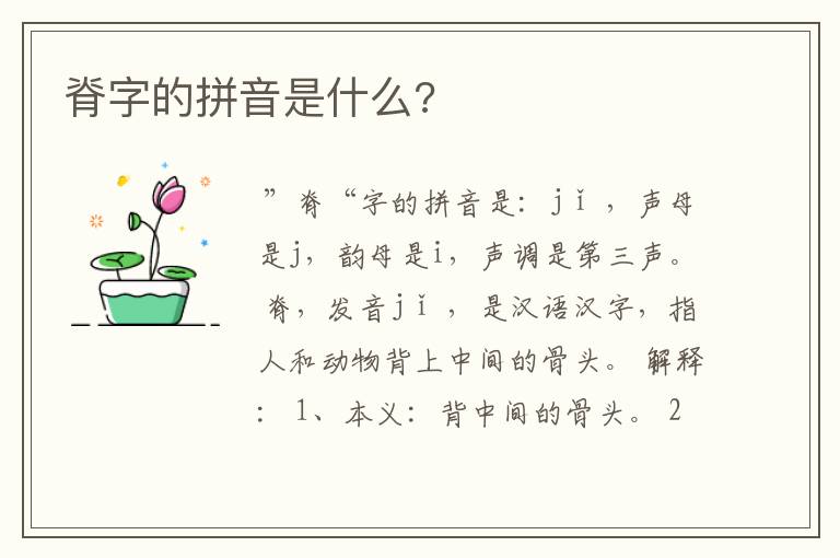 脊字的拼音是什么?