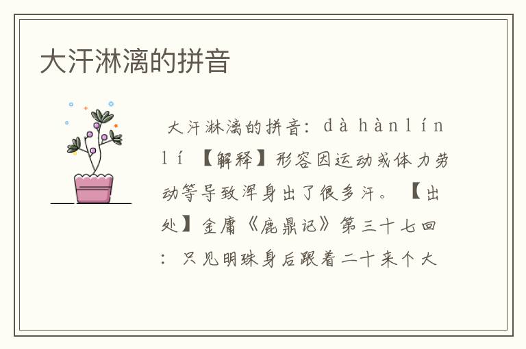 大汗淋漓的拼音