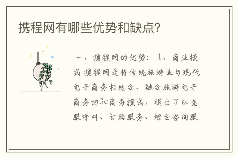 携程网有哪些优势和缺点?