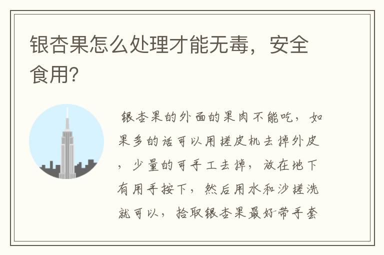 银杏果怎么处理才能无毒,安全食用?